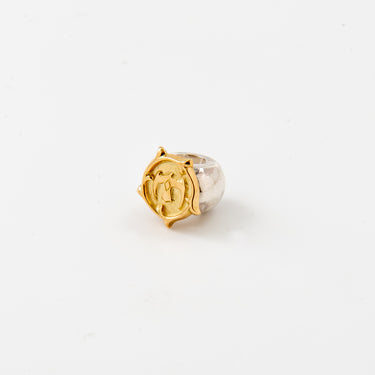 L bead/K18YG arabesque eagle metal