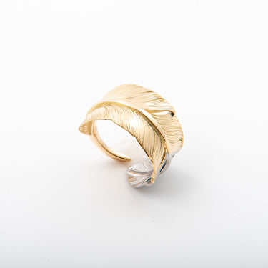 K18 M feather Pt900 top ring