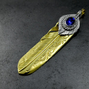 K18 arabesque feather 01/Pt900 heart feather/Tanzanite 6x8