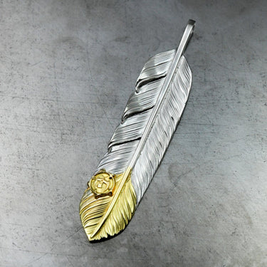 L flight feather K18 top 01 / K18 arabesque eagle metal