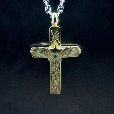 K18 Mini arabesque cross/eg-06(K18) + paraiba tourmaline