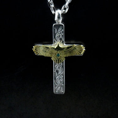 Mini arabesque cross/eg-06(K18) + paraiba tourmaline