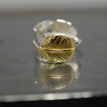 M-size feather ring/K18 top