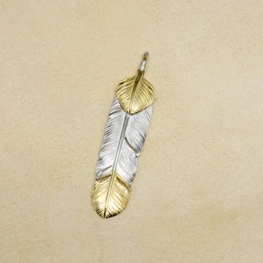 M-size feather/K18 top 01・heart feather/K18