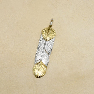 M-size feather/K18 top 01・heart feather/K18