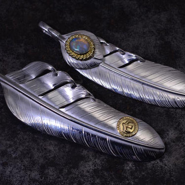 XL-size feather/K18 M old eagle metal