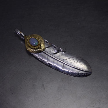 L-size feather 01/K18 heart feather/opal 6x8
