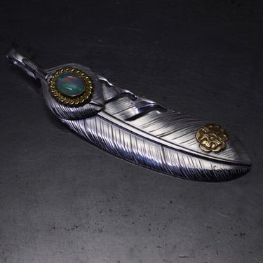 L-size feather 01/heart feather/Opal 6x8/K18 S flower