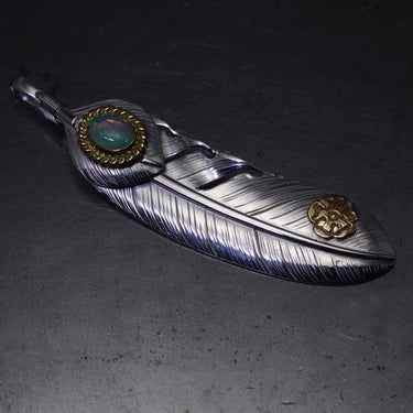 L-size feather 01/heart feather/Opal 6x8/K18 S flower